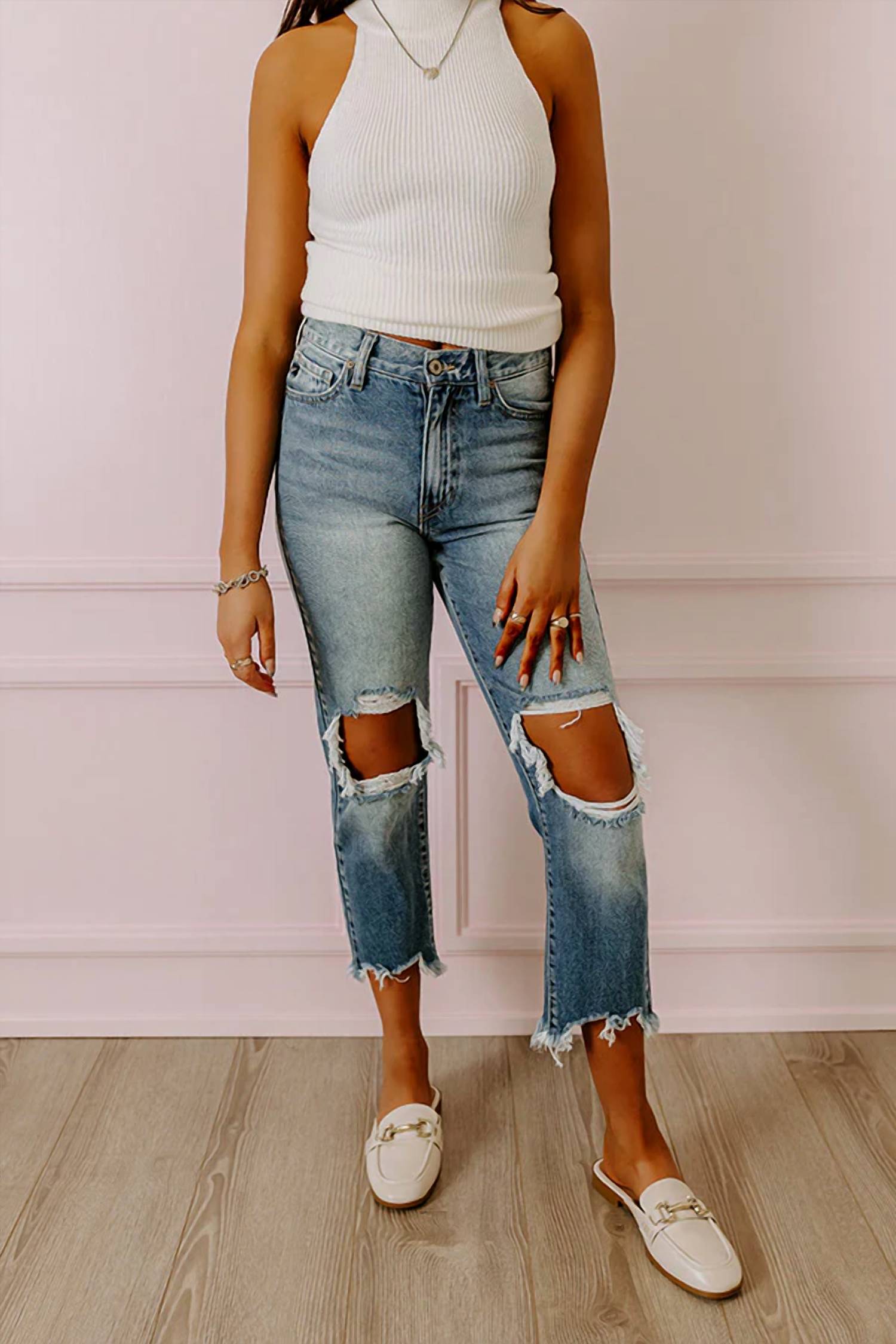 Kancan - Avianna High Waist Distressed Jeans