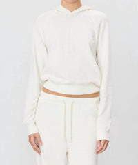 Eterne Shrunken Hoodie Sweatshirt in bone - women's top