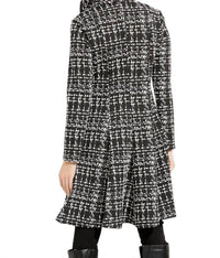 Joseph Ribkoff Plaid Knit A-line Swing Dress in black white - women's dress - detail view