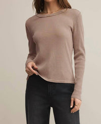 Z Supply Women's Arlet Mini Thermal Top in desert tan - women's long sleeve top