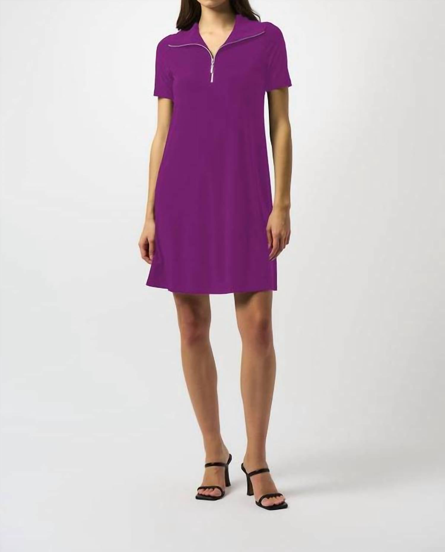 Joseph Ribkoff - Zipped Collar Trapeze Dress