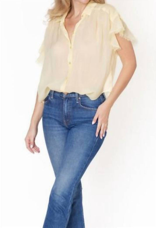 Maven West - Raw Edge Short Sleeve Ruffle Top