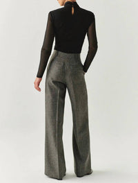 EXQUISE Draped Mesh Turtleneck Drew Top in black - women's blouse - alternate view