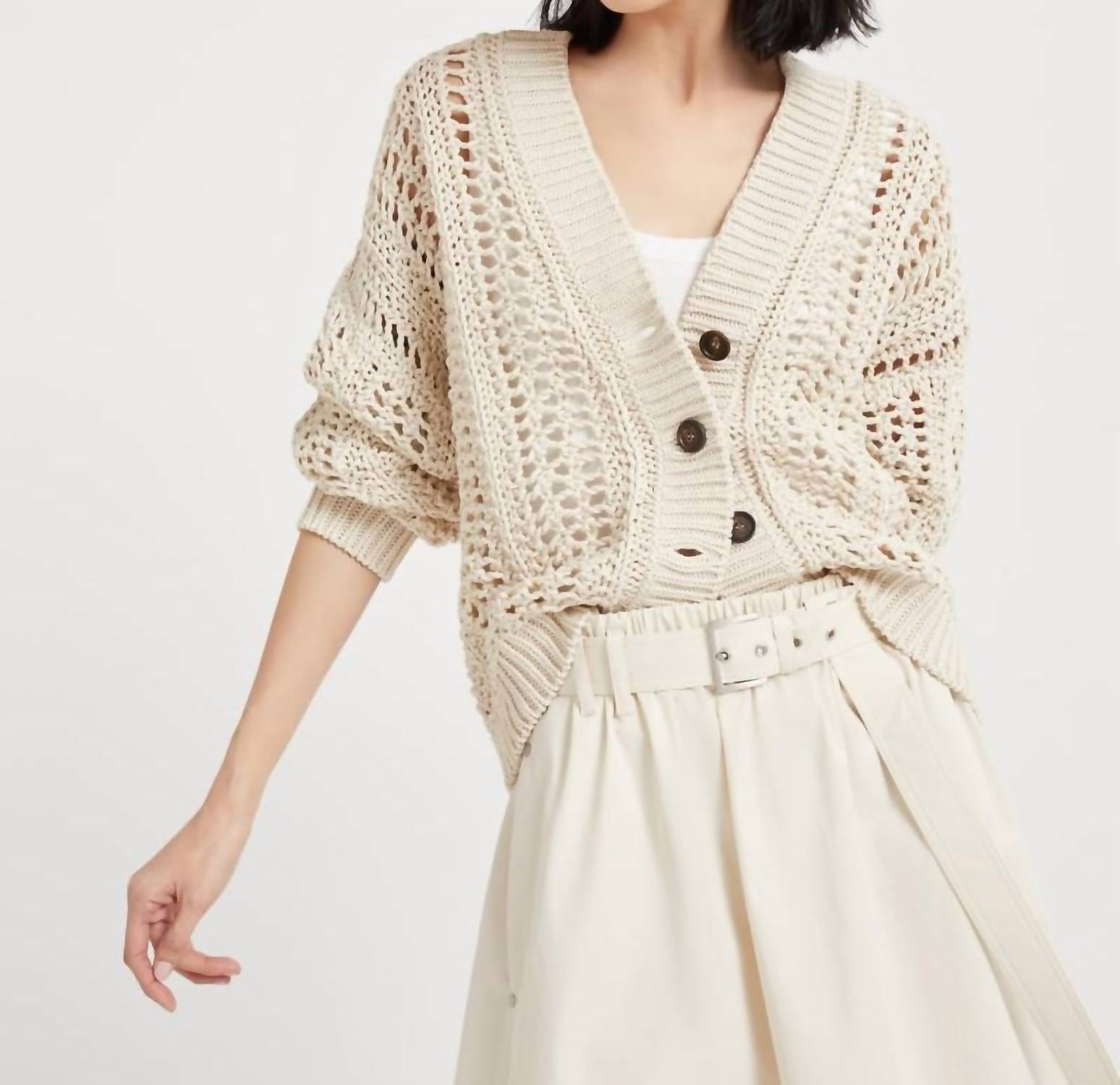 Brunello Cucinelli - Long Sleeve Open Weave Cardigan