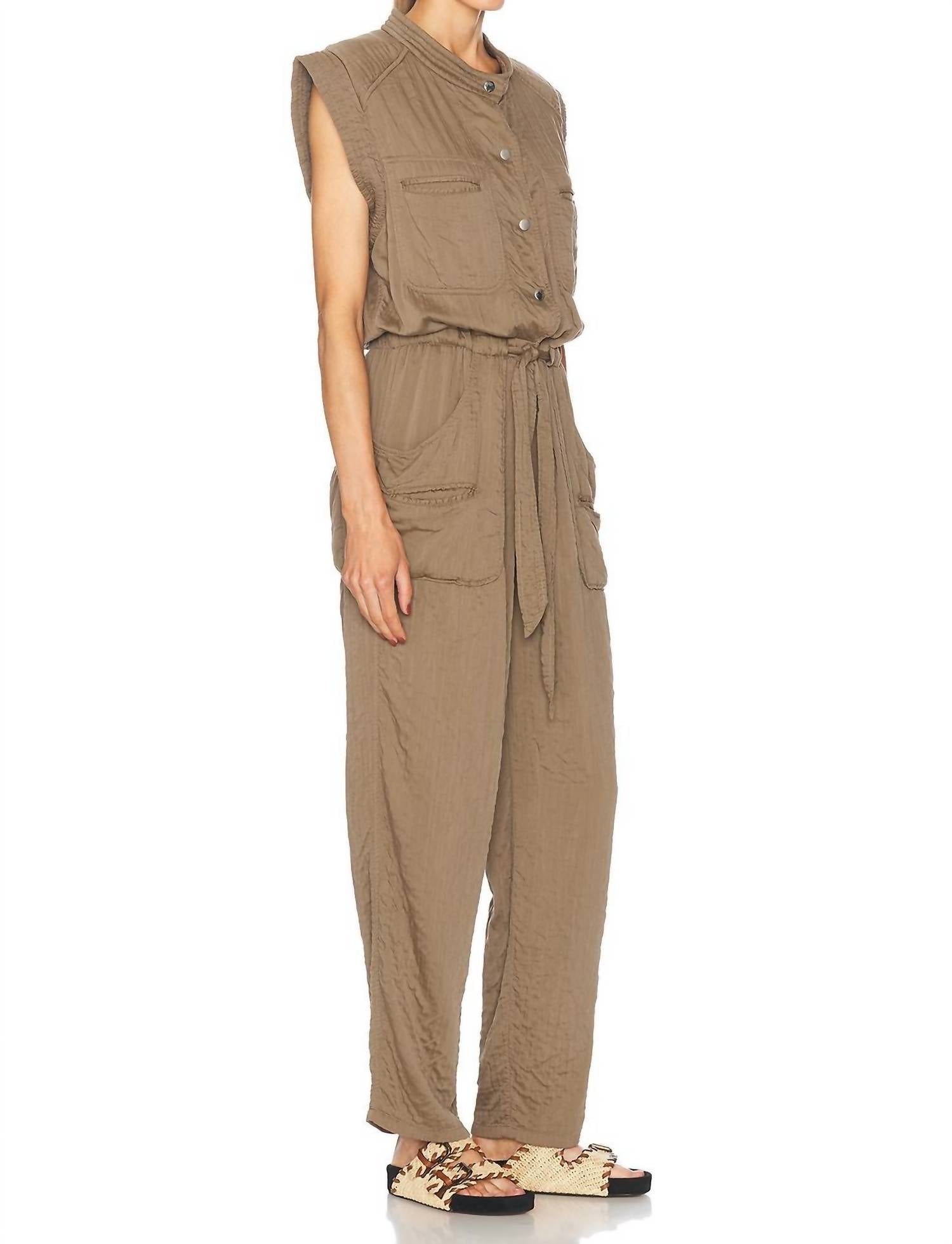 ISABEL MARANT Suzie Cap Sleeves Jumpsuit in khaki - women's pants - alternate view