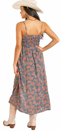 Rock & Roll Denim - Floral Print Midi Dress