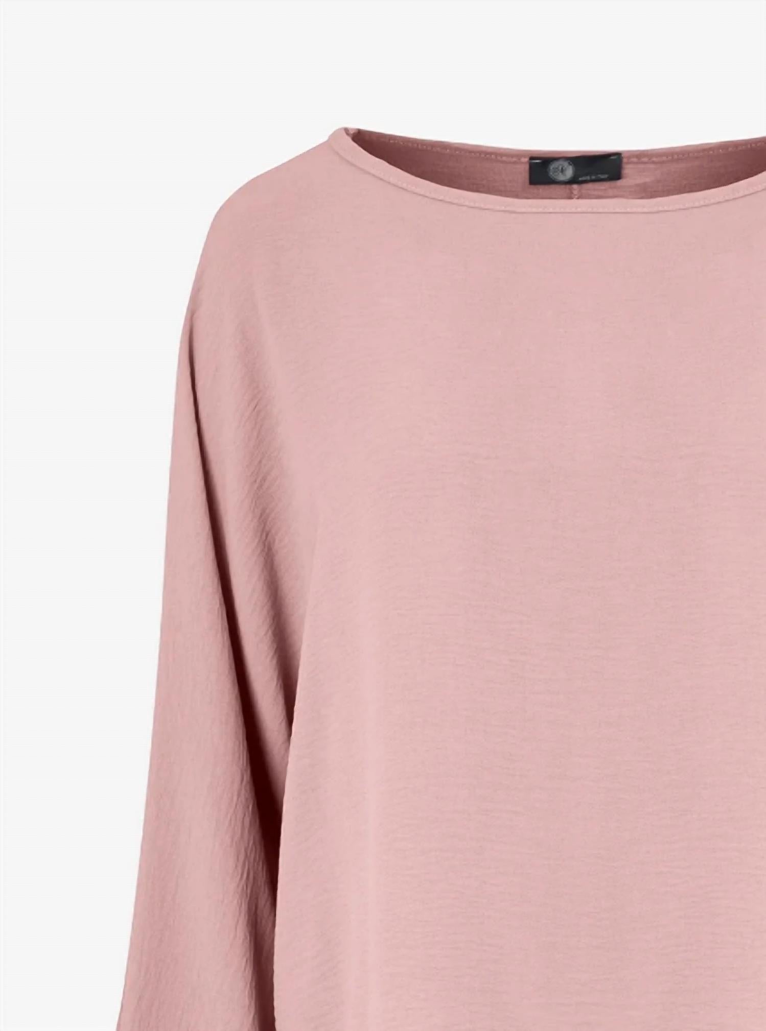 M Made In Italy - Women's Boatneck Long Sleeve Woven Blouse