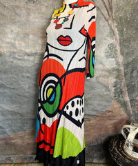 Vanite Couture Women's Picasso Mix Abstract Dress in orange yellow - women's dress - view 4