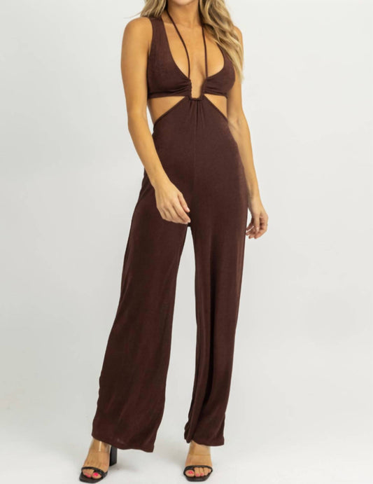 HALTER TIE SLEEVELESS JUMPSUIT