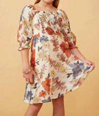 Hayden LA Autumn Dress in rust mix - kids' dress