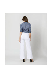 Ann Mashburn Column Patch Pocket Jeans in white stretch denim - women's jeans - view 4