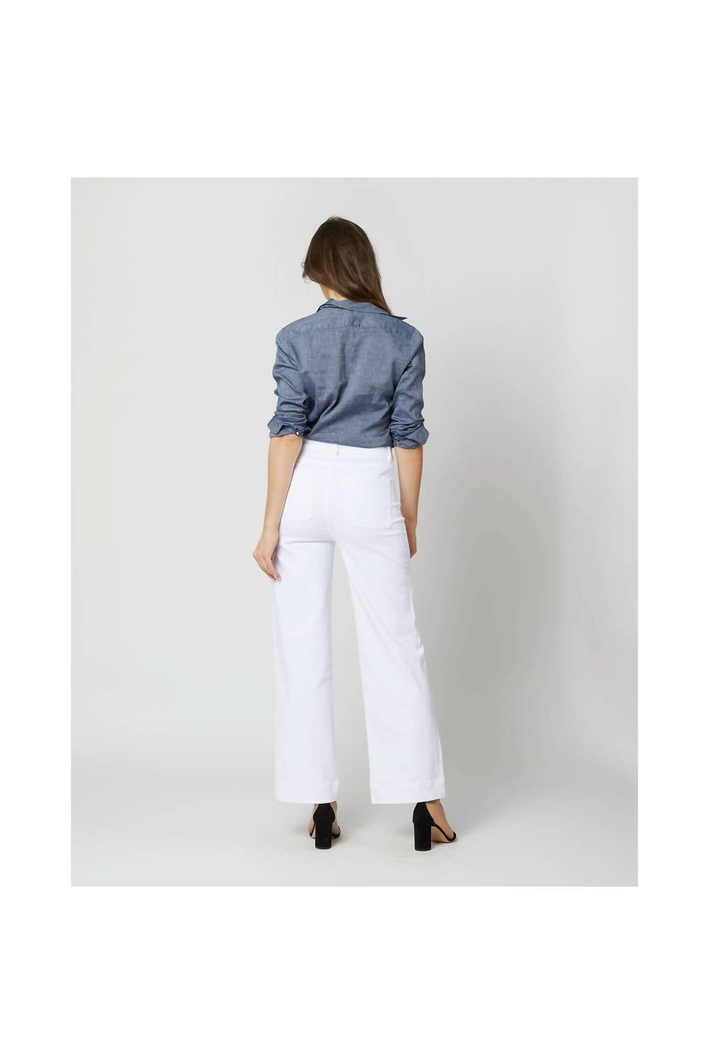 Ann Mashburn Column Patch Pocket Jeans in white stretch denim - women's jeans - view 4