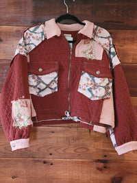 Pol - Quilted Floral Jacquard Patch Jacket