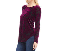 Karen Kane - Weslee Velvet Burnout Shirttail Top