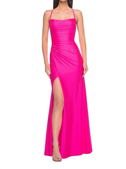 La Femme - Strappy Open-back Long Dress