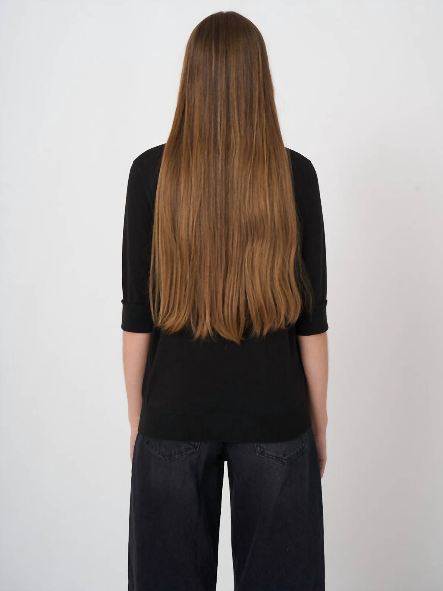 Repeat Cashmere - Fine Knit Short Sleeve Pullover Top
