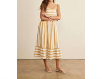 In February Striped Serenity Midi Dress in marigold - women's dress