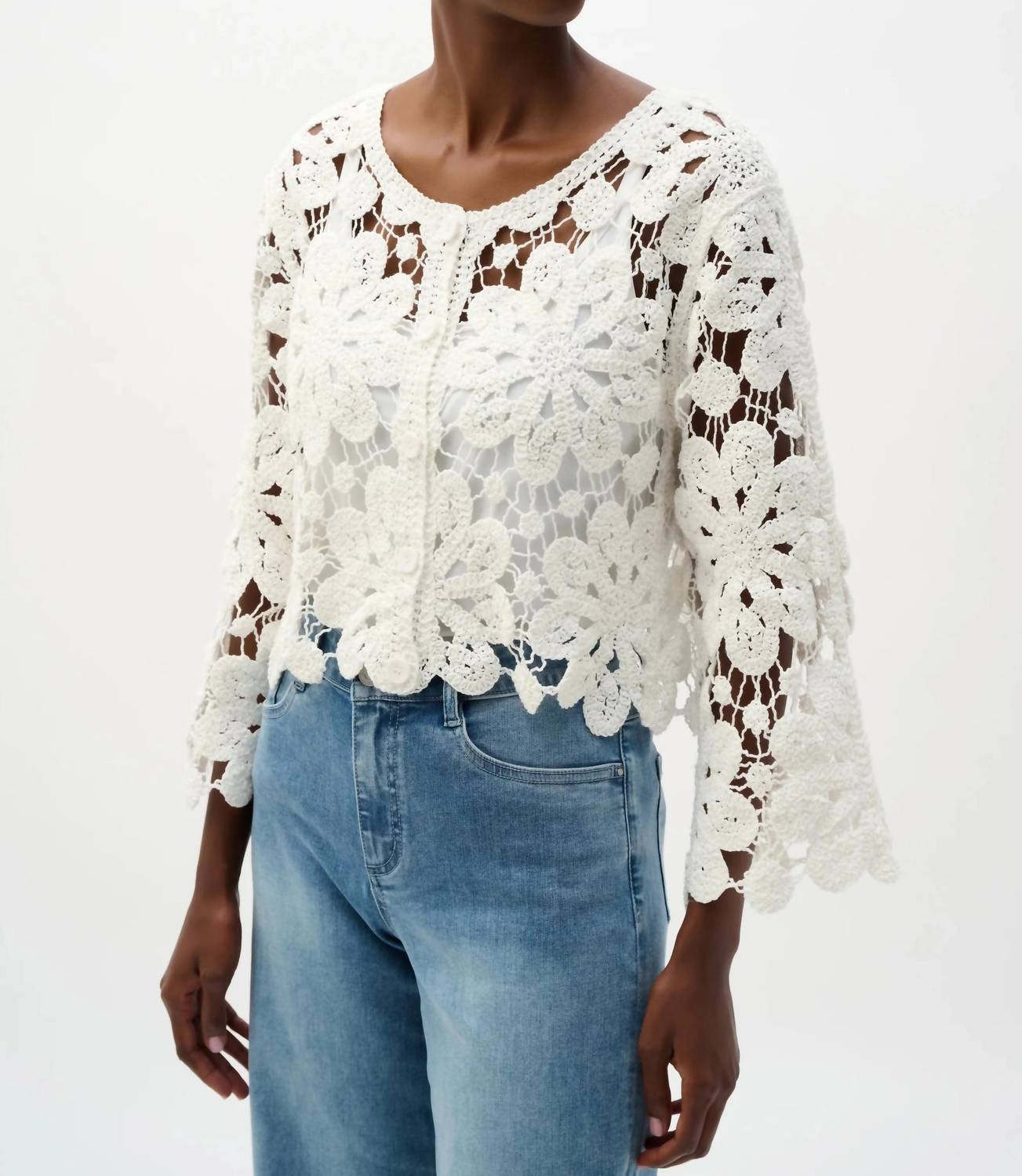 Joseph Ribkoff - Cotton Crochet Boxy Cardigan