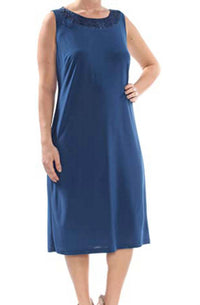 R&M Richards - Women's Plus Size Scalloped Laced Duster Length Dress