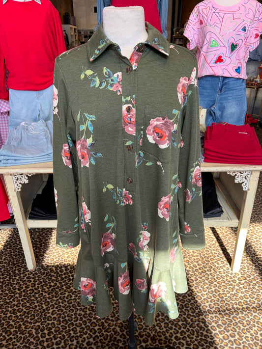 Uncle Frank - Women's Floral Knit Shirt Dress