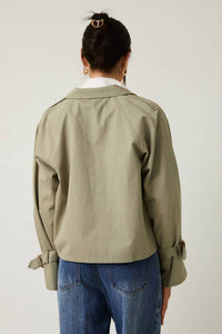 Sunday Edition Mary Cropped Trench Jacket in sage - women's jacket - view 7
