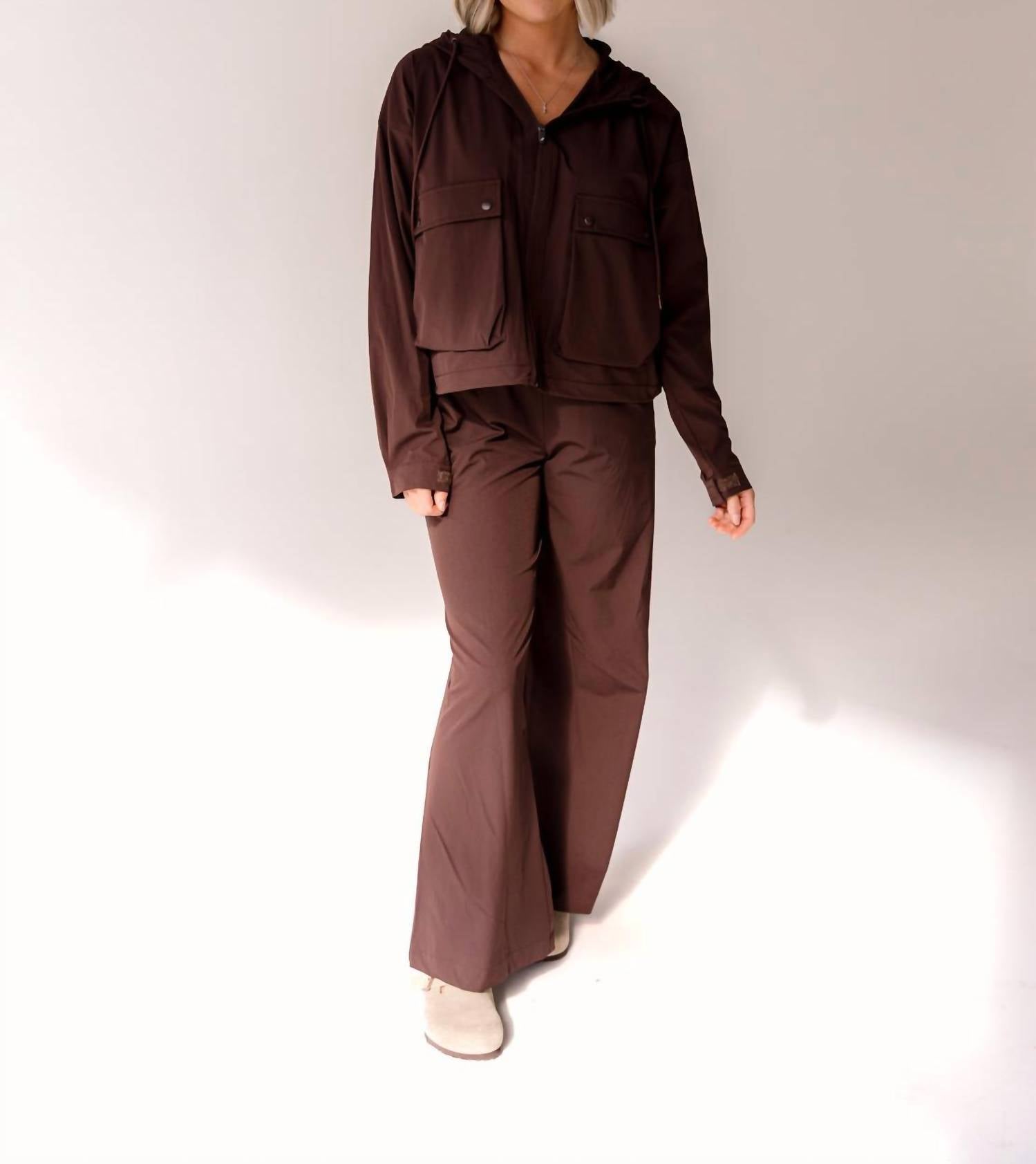 Thread & Supply Walker Hooded Jacket in coffee bean - women's jacket - alternate view