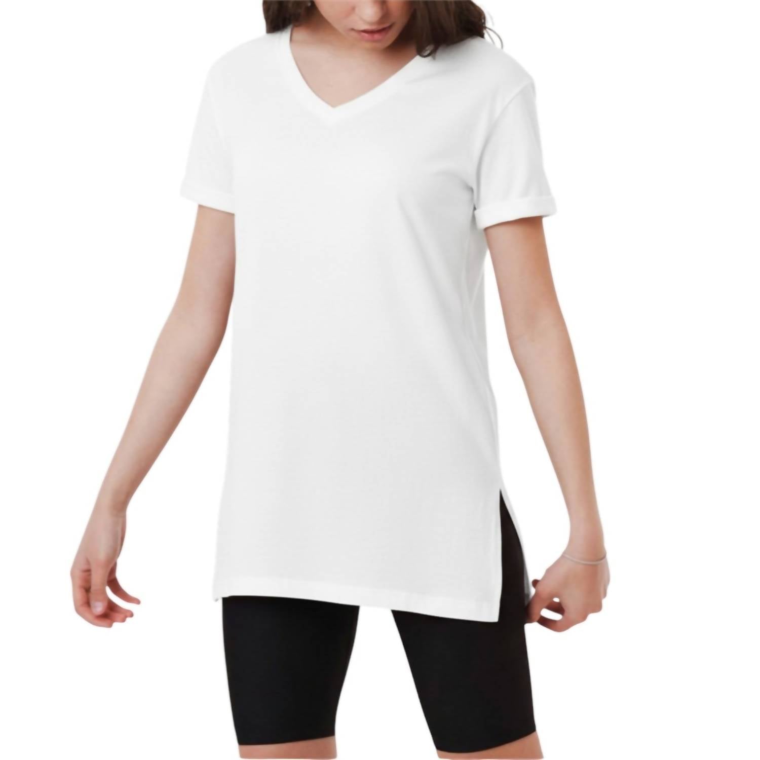 Ambar - V-neck Plain Short Sleeve T-shirt