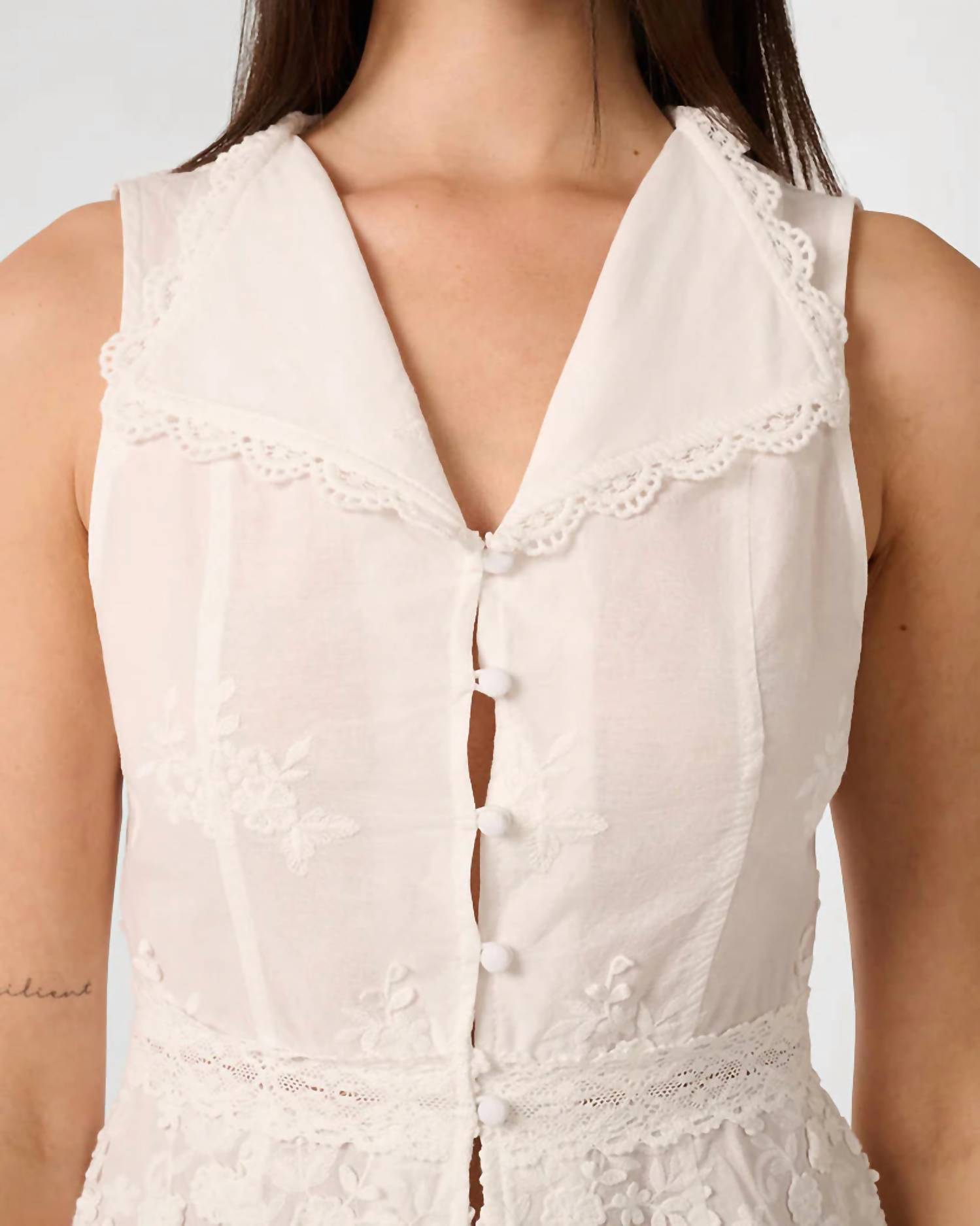 We Wore What - Lace Button Up Top