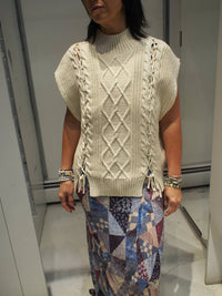 SCOTCH & SODA Cable Stitch Funnel Neck Sweater in soft ice - women's sweater