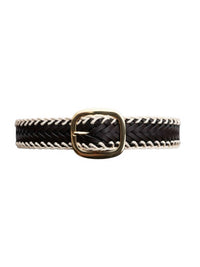 Leto - Women's Crochet Trimmed Woven Leather Belt