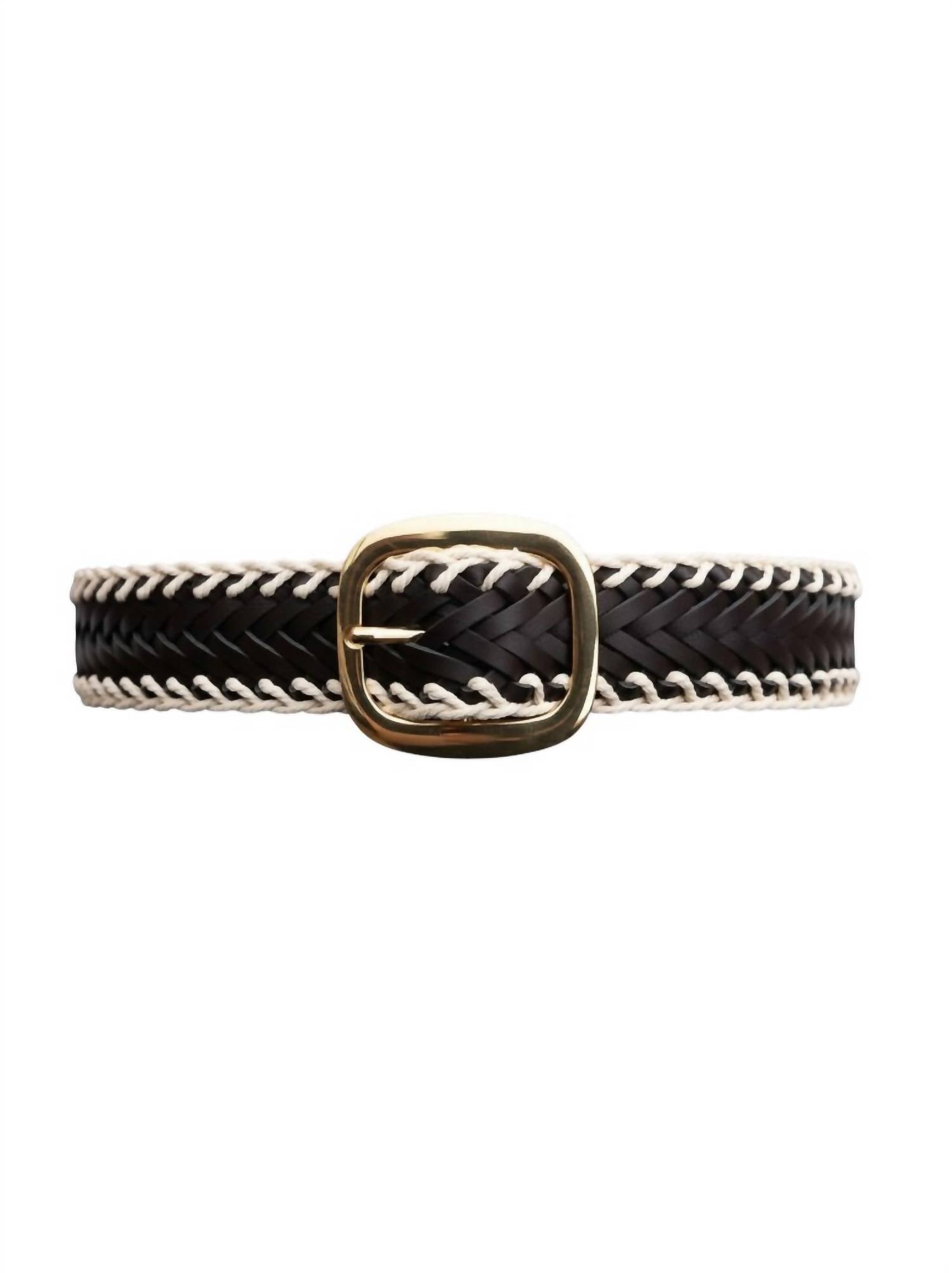 Leto - Women's Crochet Trimmed Woven Leather Belt