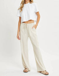 Sweet Lovely By Jen - Linen Blend Drawstring Pants