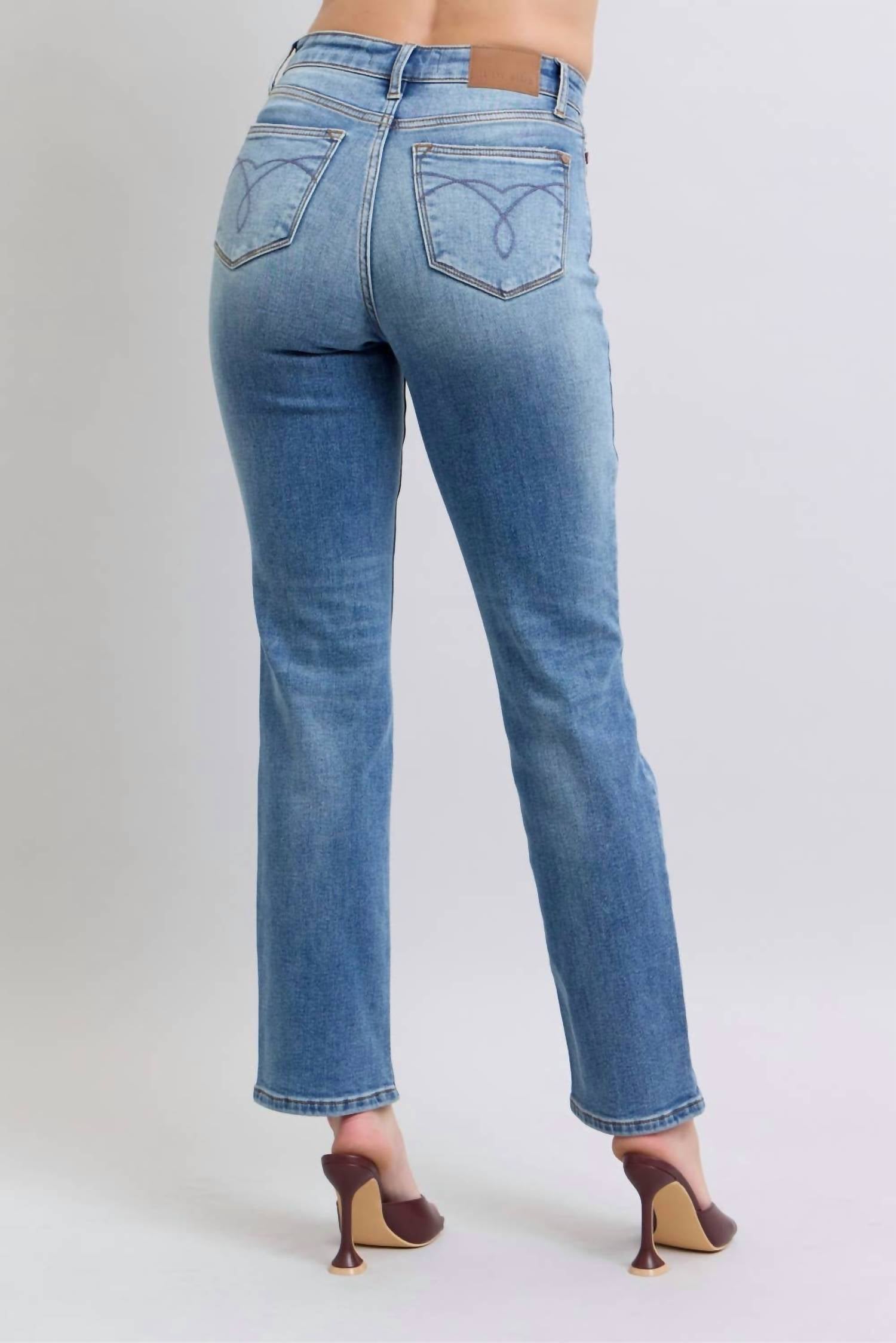 Judy Blue - Women's Vintage Wash Thermal Straight Jeans