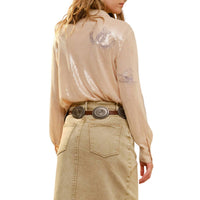 Blue B - Western Embroidery Sequin Button Down Shirt