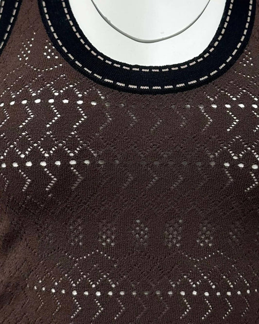 Autumn Cashmere - Women's Pointelle Racer Back Tank With Saddle Stitching