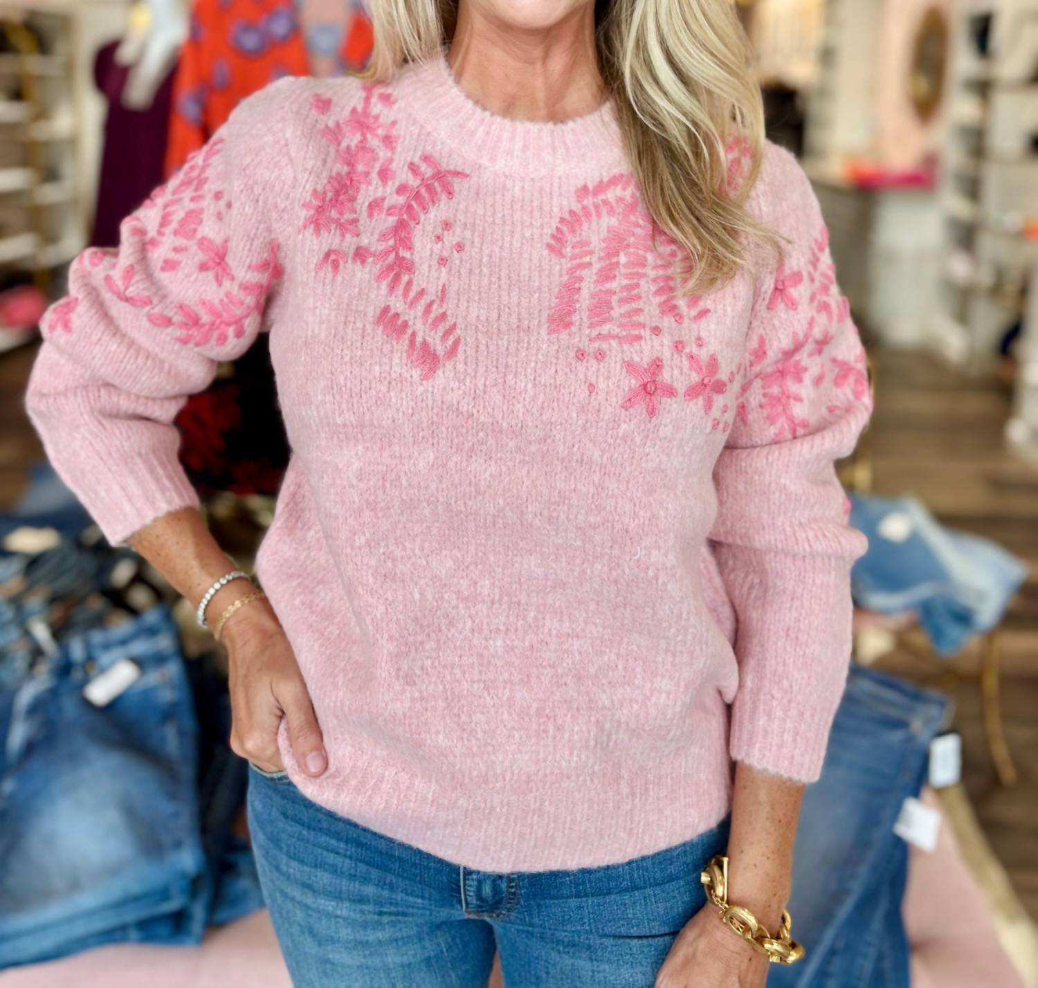 Mdm - Floral Embroidery Sweater
