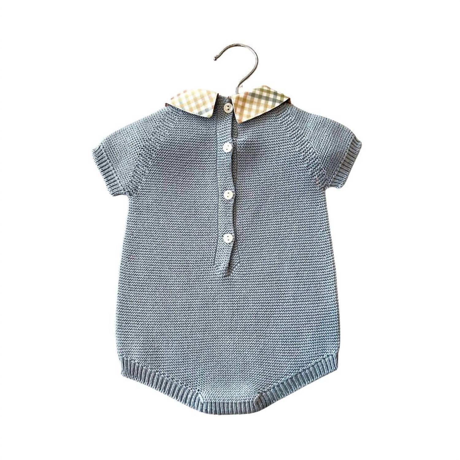 Paloma De La O - Boy's Knit Polo Checkered Romper