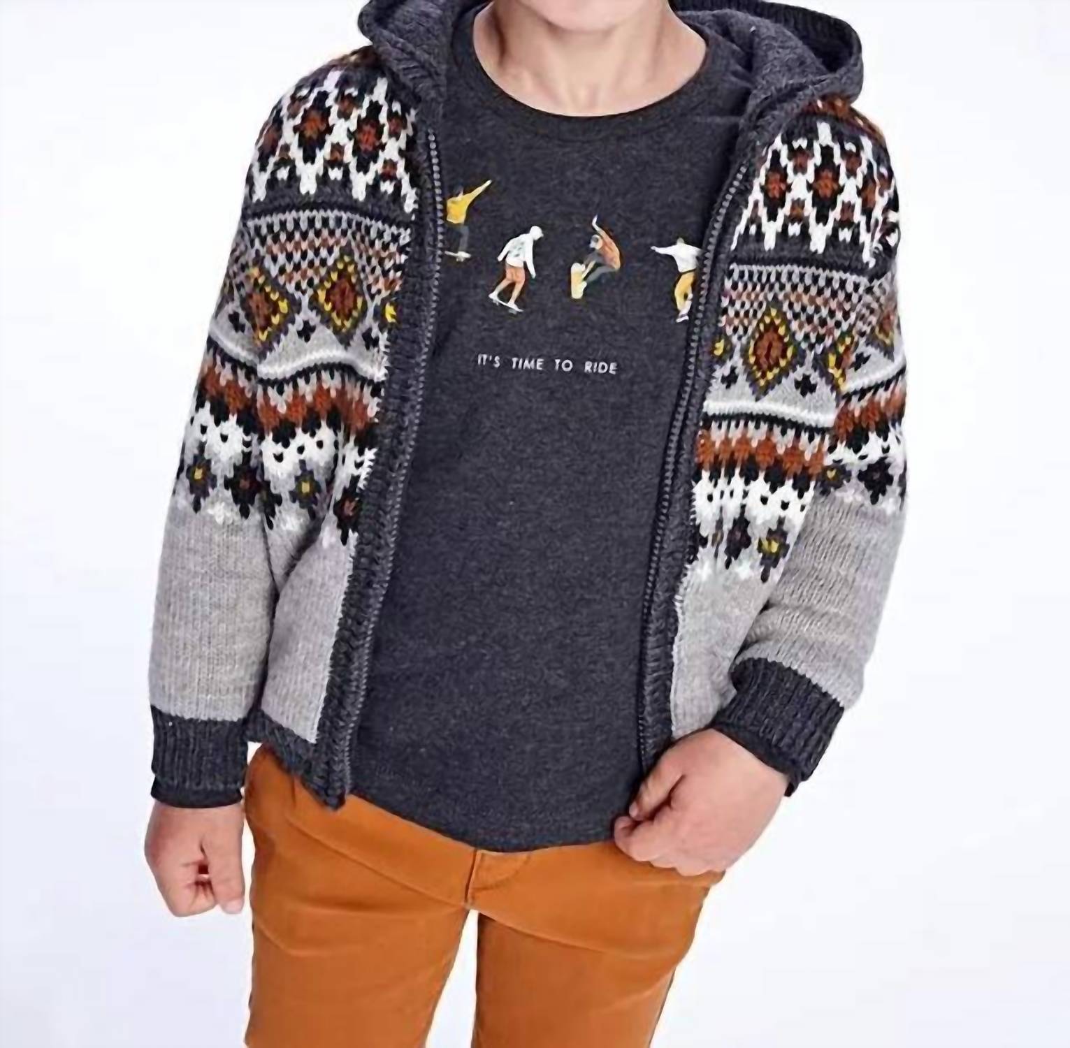 Mayoral ZIP KNIT HOODY in grey - kids' shirt