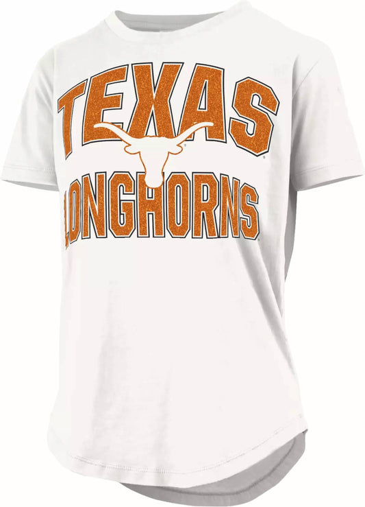 Pressbox - Texas Longhorns "Maxima Glitter" Short Sleeve Crew Neck Top