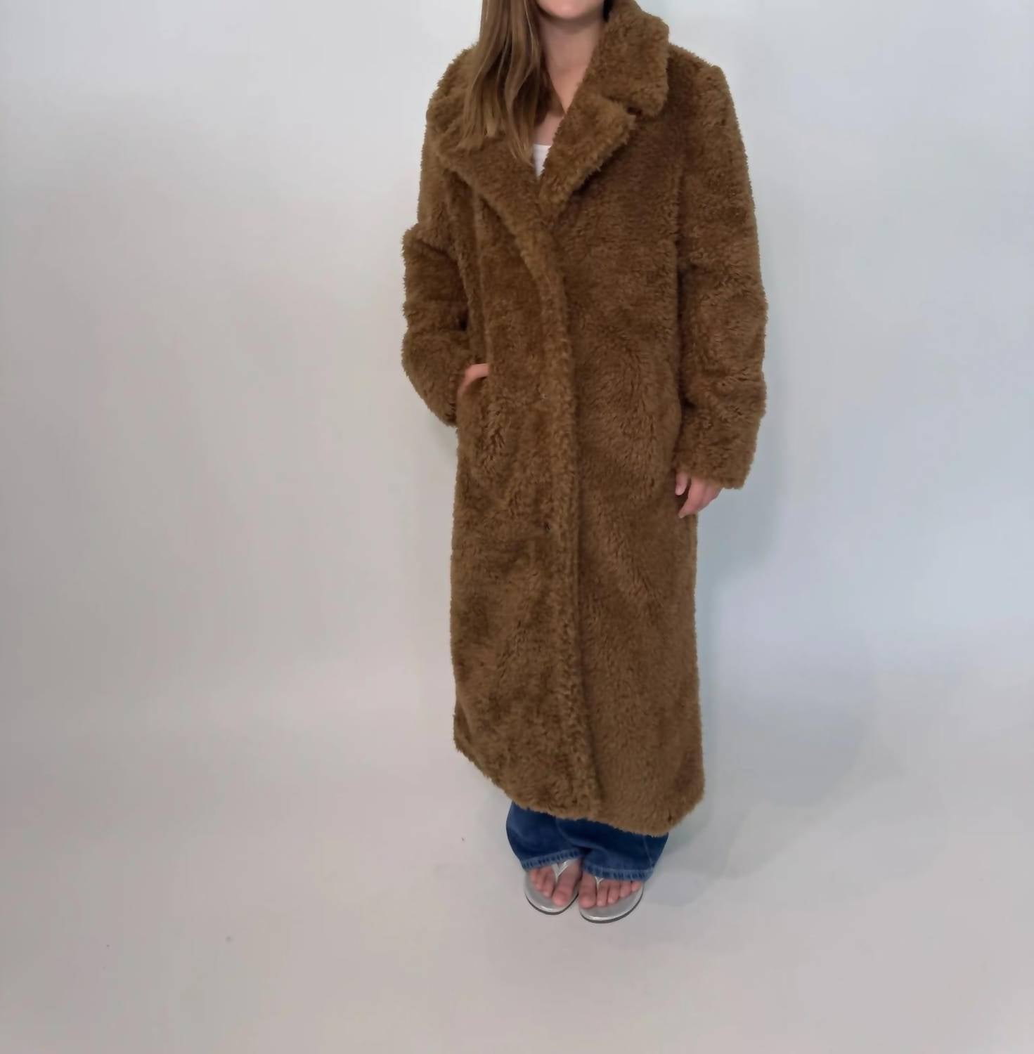 Katie J NYC Girls Paddie Coat in teddy bear brown - item - detail view
