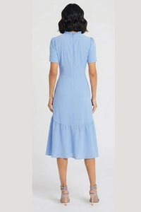 Maggy London - Ruffle Mock Neck Midi Dress