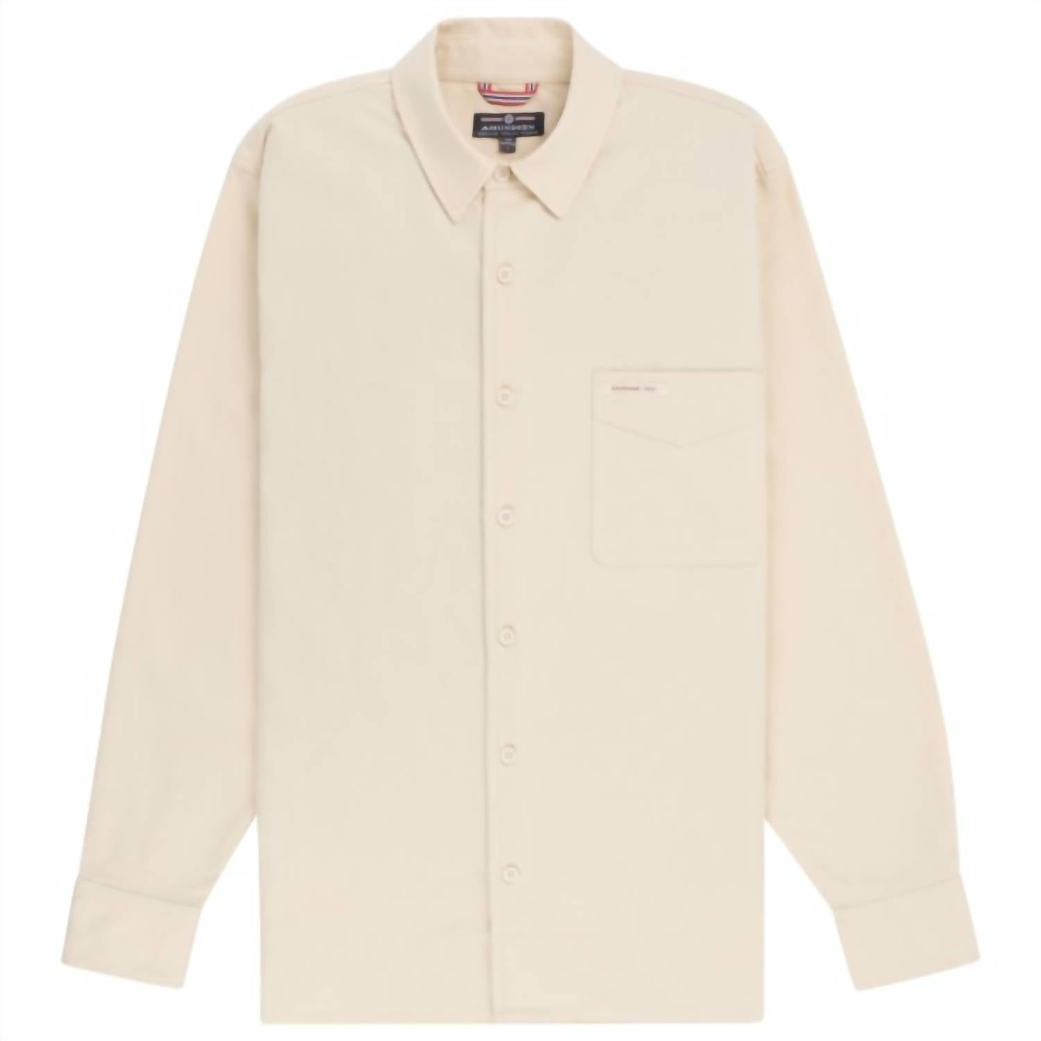 AMUNDSEN Men's Framheim Flannel Shirt in oatmeal - men's shirt