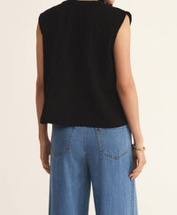 Z Supply Cliffside V-Neck Airy Top in black 1 - women's tank top - detail view