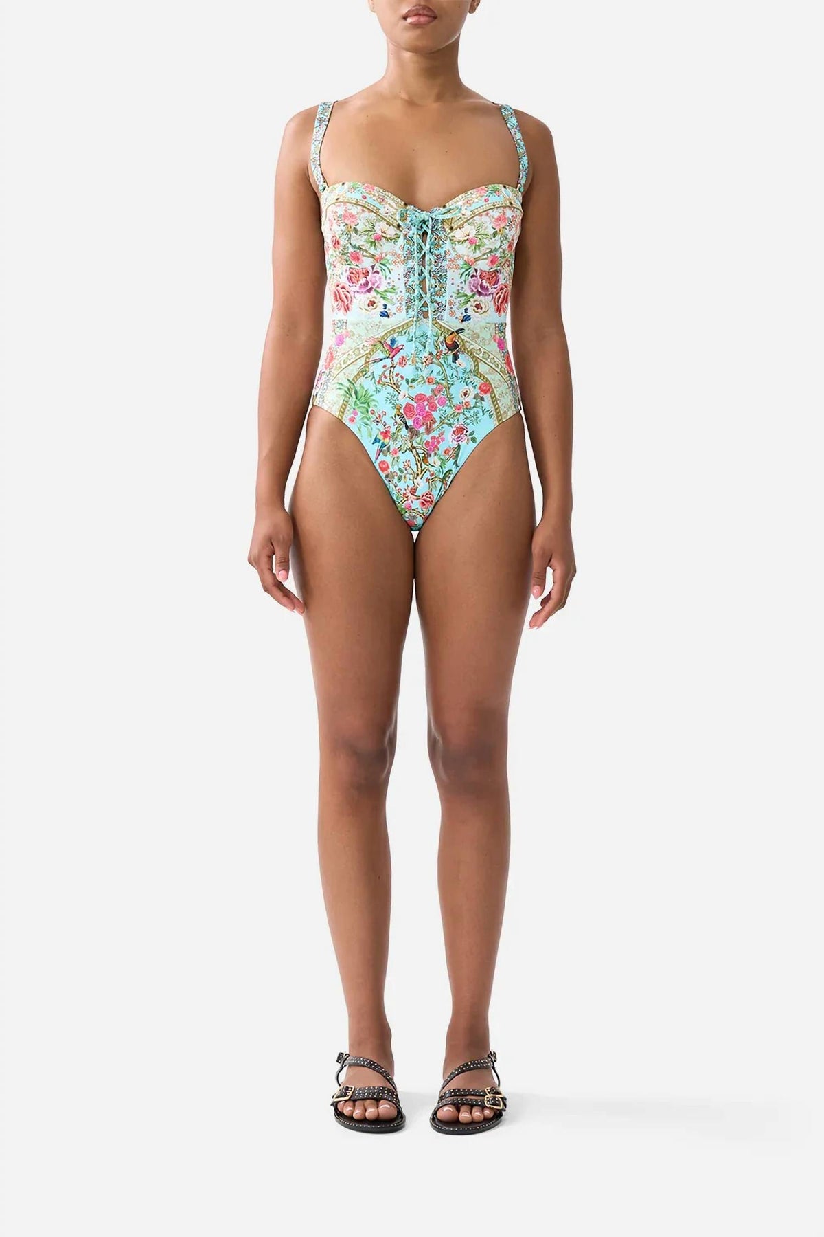 Camilla - Lace Up Underwire Moulded Cup One Piece