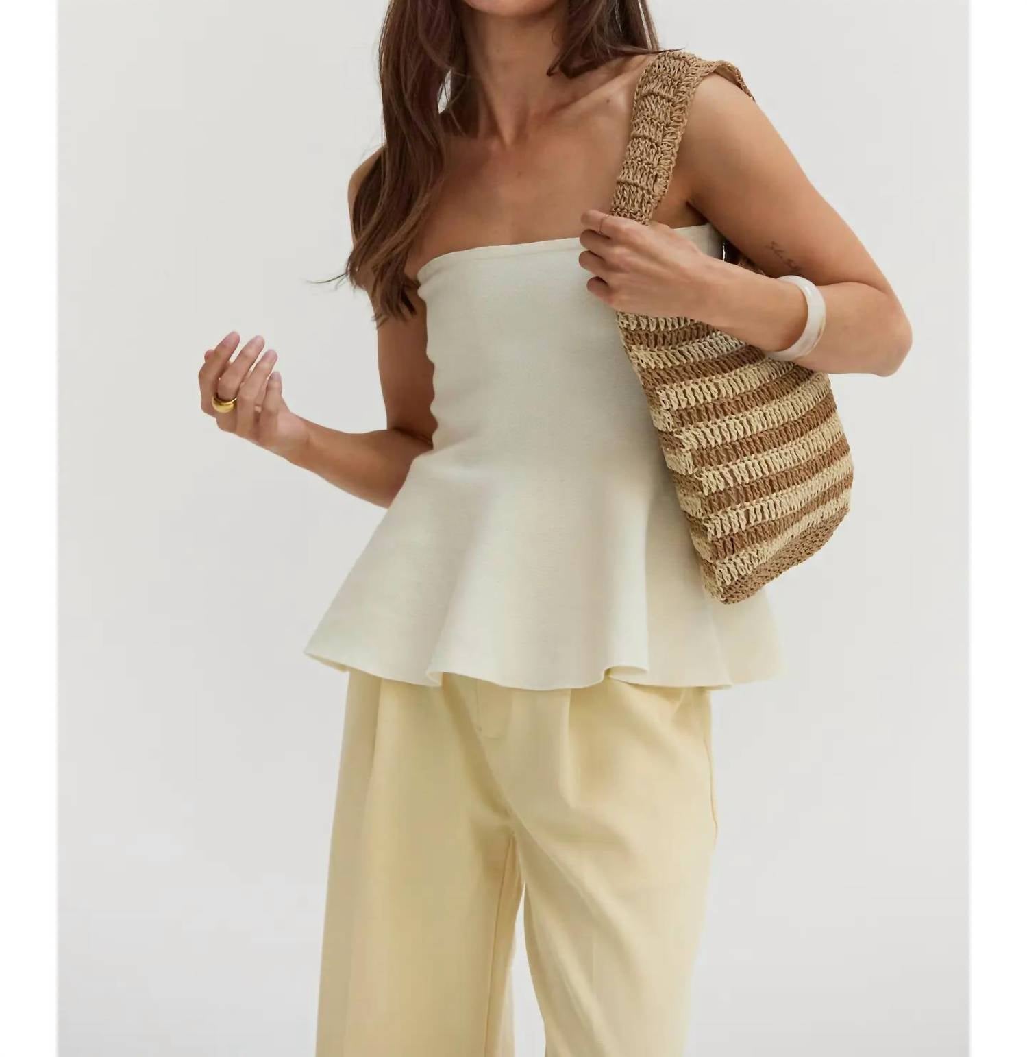 Crescent - Bella Jacquard Knit Peplum Top