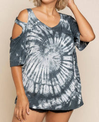 POL Splashes In Color Top in color top in galaxy black - women's shirt