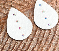 White Label - Women's Bling Faux Leather Teardrop Earrings