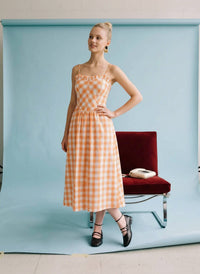 Heyson - Gingham Ruffle Trim Midi Sundress
