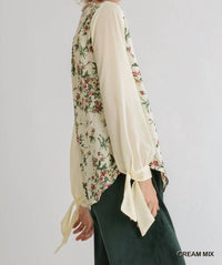Umgee - Mixed Floral Print Half-button Front Top