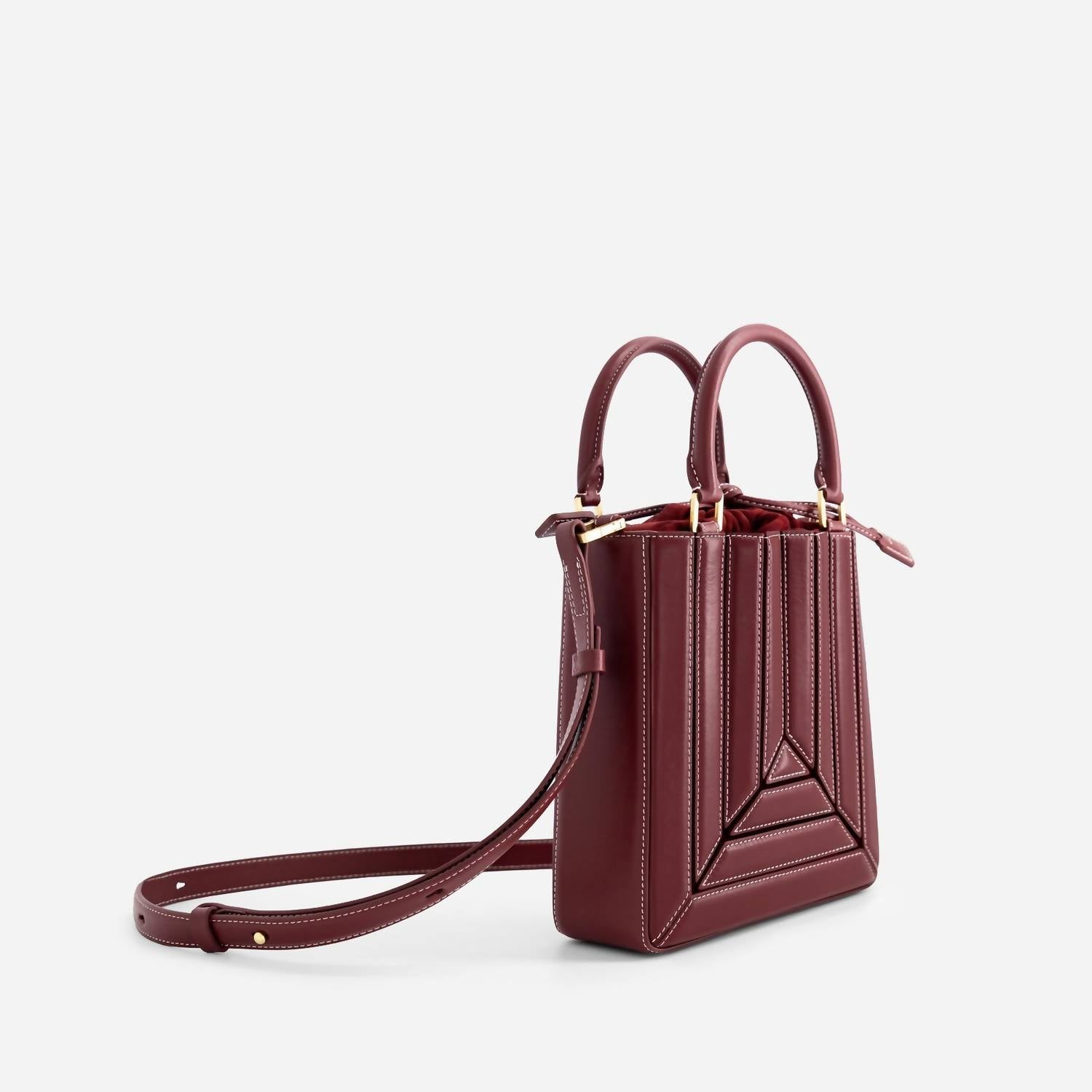 Mlouye Women's Sera Tall Mini Tote Bag in bordeaux - women's bag